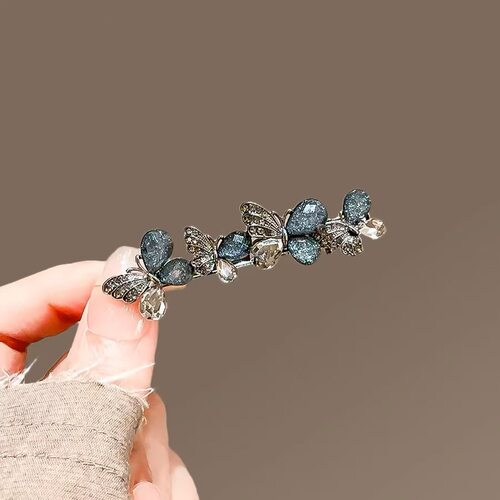 发卡~高级感琉璃水钻蝴蝶发夹