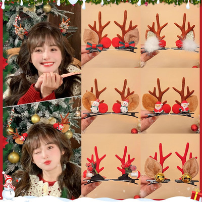 圣诞节儿童鹿角发夹节日氛围感