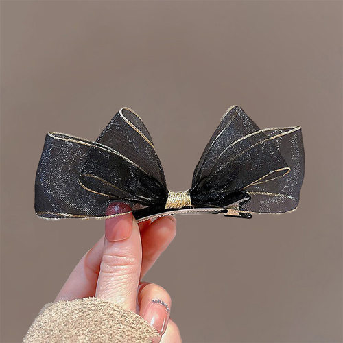 韩国进口蕾丝黑色雪纱结发夹头饰