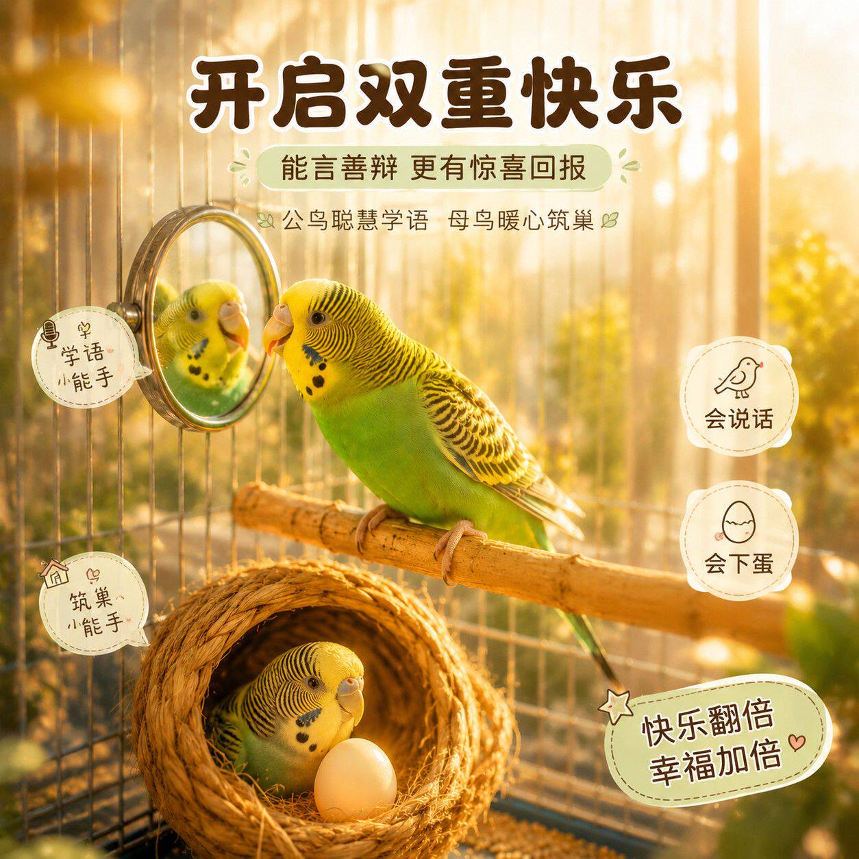 虎皮鹦鹉活鸟会说话手养鸟类活物适合懒人学生儿童小孩子养的宠物