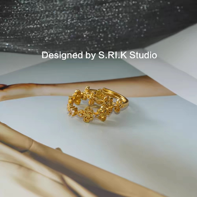 十里间百搭浪漫花朵开口戒指