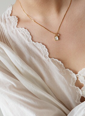 十里间【白月光】简约气质天然白贝母ins风小众设计感项链锁骨链