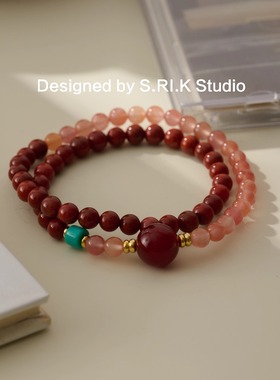 十里间【新年手链3.0】文艺小清新南红双层手链百搭禅意手串