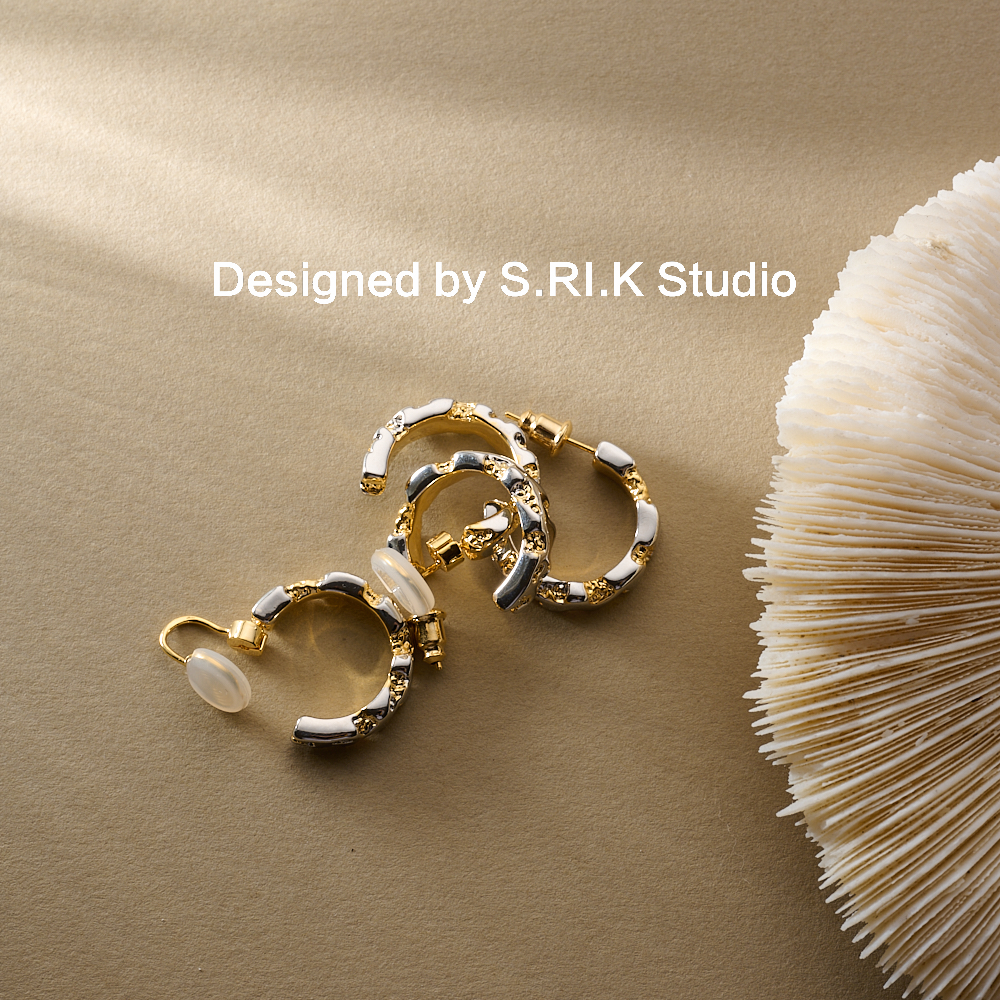 十里间宽版肌理感圈圈耳环