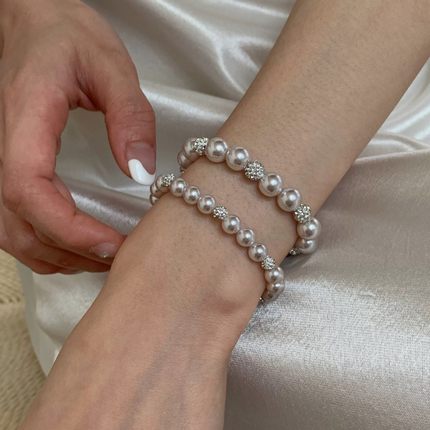 十里间【s925银｜海粉玫瑰】法式浪漫s925银珍珠手链叠戴手串