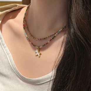 十里间【下半年马上有钱】甜美清新小马独角兽串珠项链浪漫锁骨链