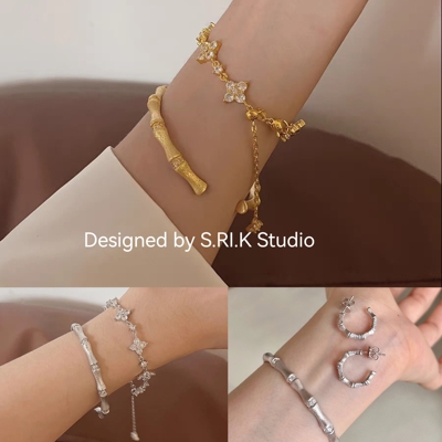 十里间复古新中式竹节手镯耳环