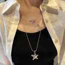 十里间 甜酷五角星叠戴项链淡水珍珠星星锁骨链毛衣链 叠叠海星