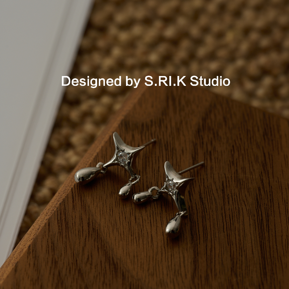 十里间芒星水滴耳环耳钉