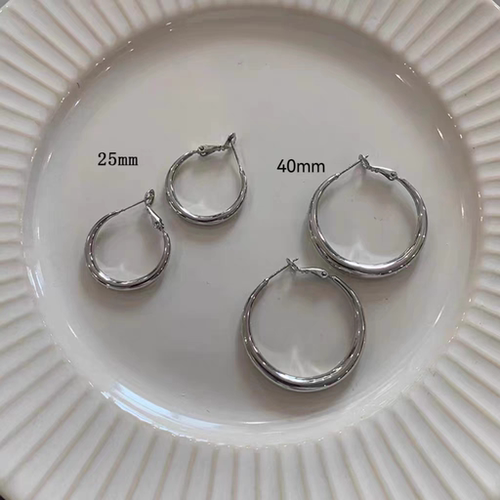 十里间银针素圈耳环耳钉