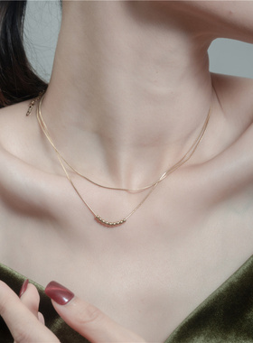 双层金豆豆简约可调节项链