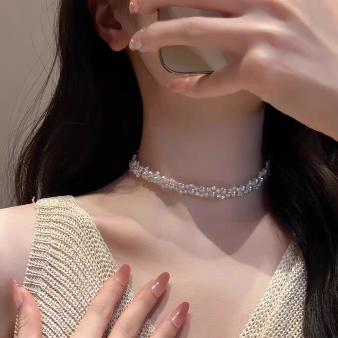 十里间【超有氛围感的编织】法式蕾丝珍珠项链锁骨链手链choker