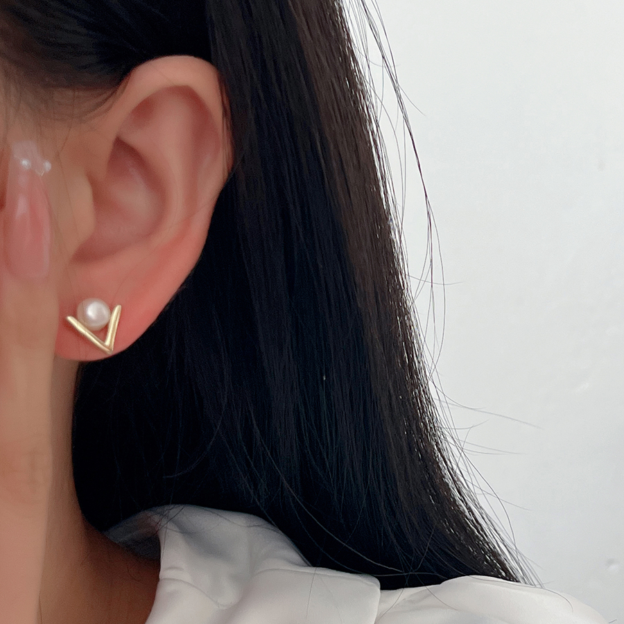 十里间淡水珍珠银针耳钉耳环