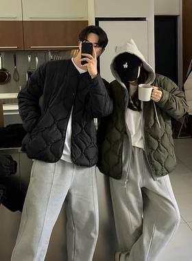 ASCLO&QIAO韩版男时尚潮流葫芦绗缝宽松保暖外套休闲复古早春棉服