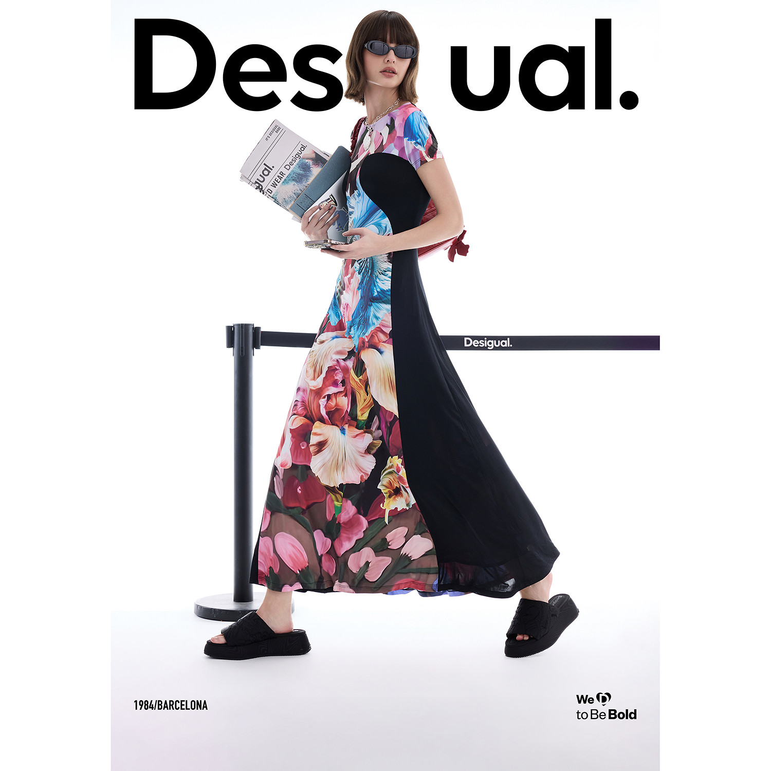 【LACROIX联名】Desigual26春夏拼贴花卉印花拼接设计连衣裙