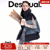 Desigual牛仔拼接立领马甲女士羽绒服 保暖90白鸭绒