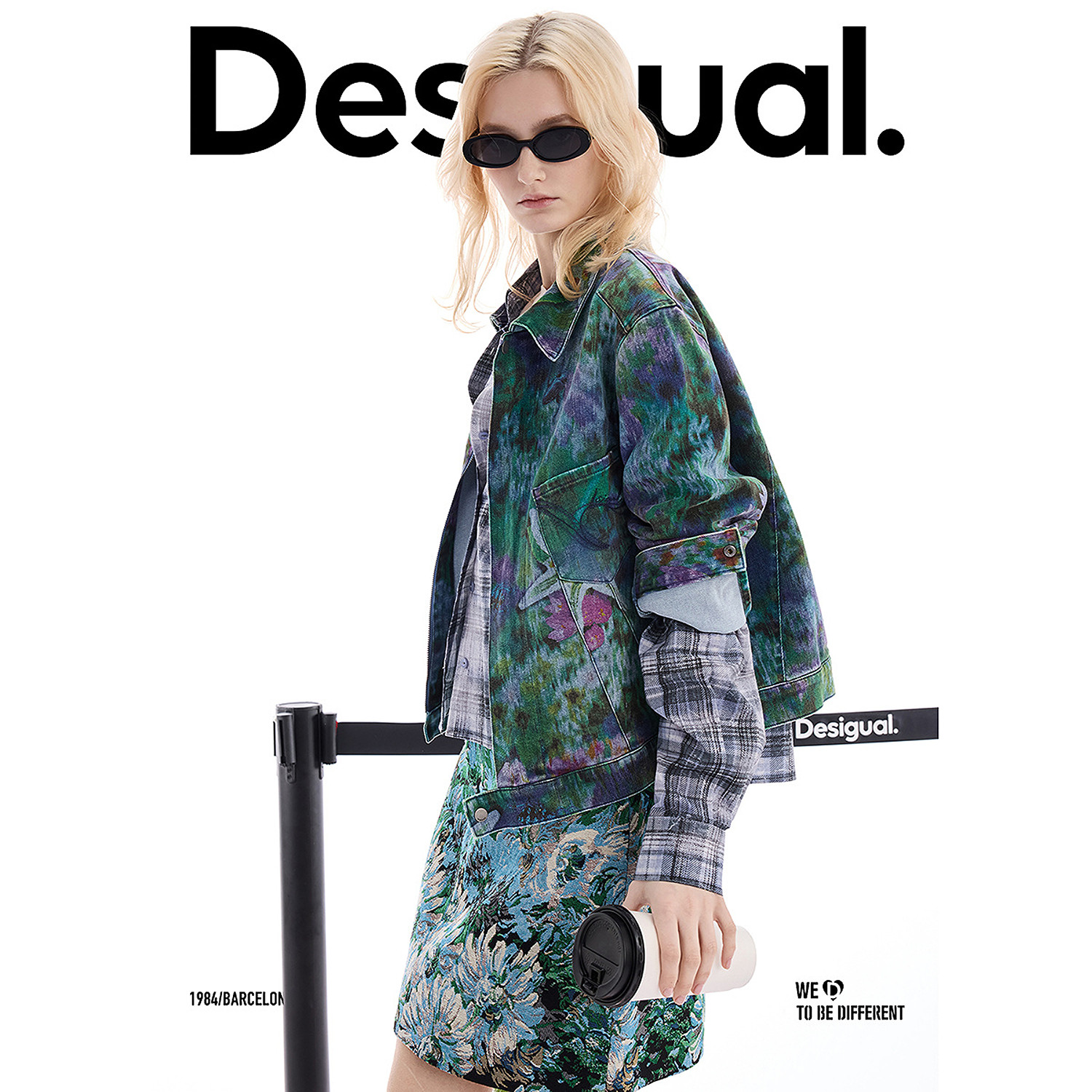 Desigual26春夏新品宽松彩色花卉印花刺绣装饰女式外套