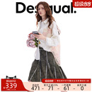 Desigual26【博主同款】春夏新品廓形粉色钩针镂空拼接女式衬衫