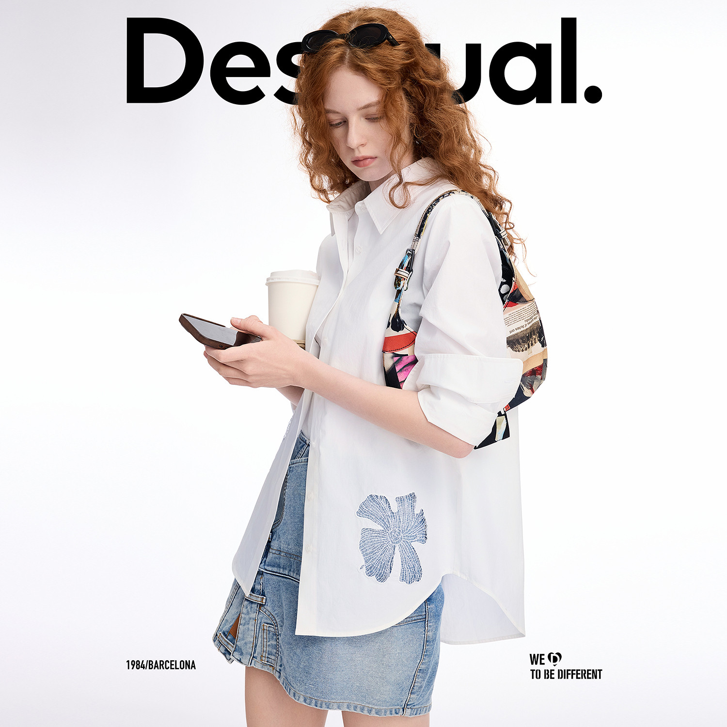 【超能小太阳】Desigual宽松花卉镂空刺绣女式衬衫