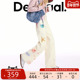 Desigual26春夏新品 海洋手绘海星印花刺绣白色女士牛仔裤