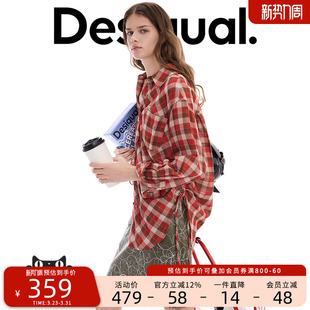 衬衫 女式 宽松格纹拼接长袖 Desigual26春夏新品