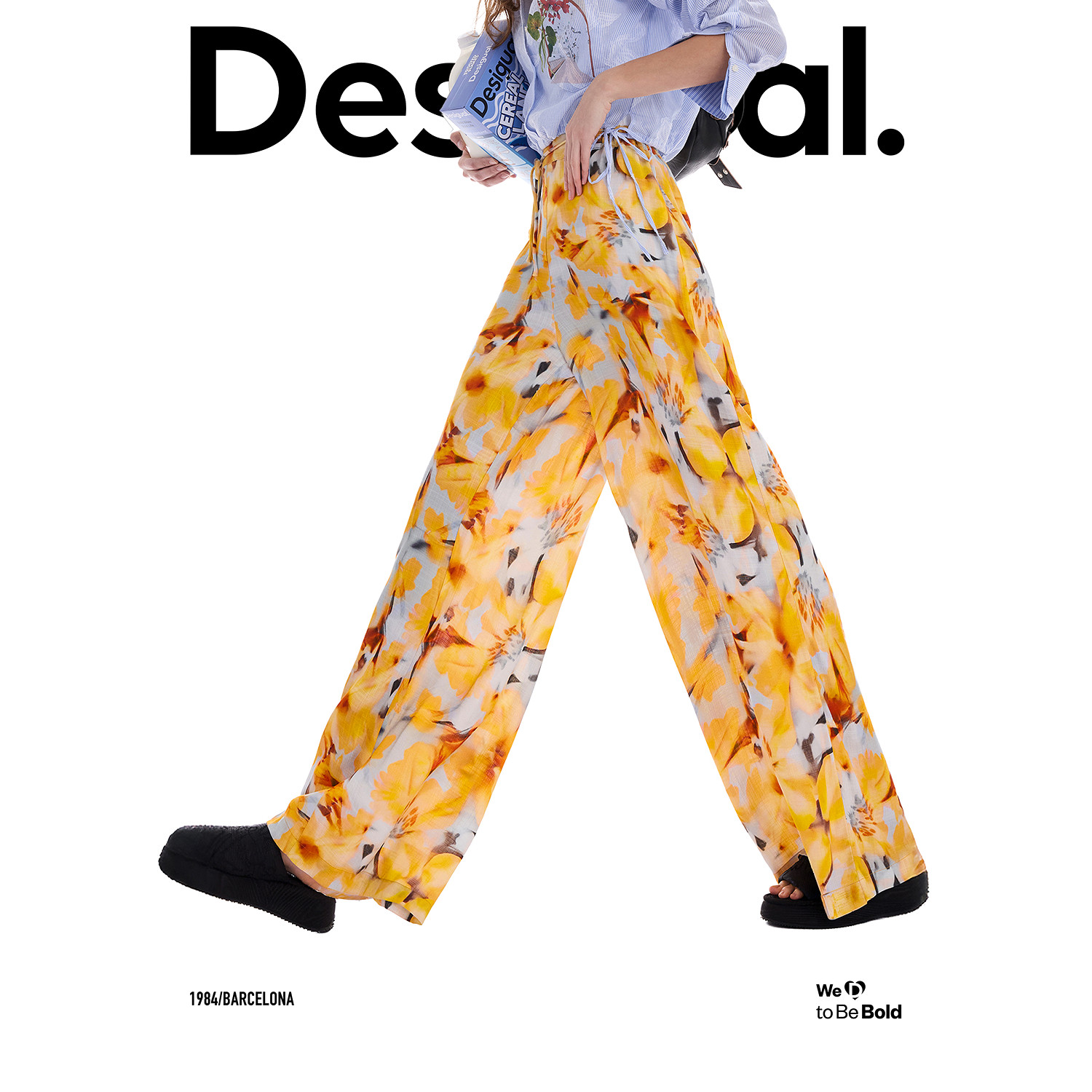 Desigual26春夏新品宽松印花松紧腰长款阔腿女式休闲裤 - Desigual官方旗舰店出品