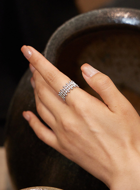 说话公园925银编制戒指小鼓棒