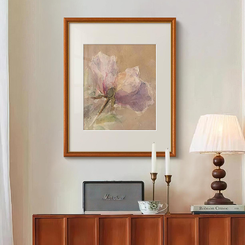 花开烂漫时》法式中古风客厅花卉装饰画美式玄关南法复古卧室挂画图片