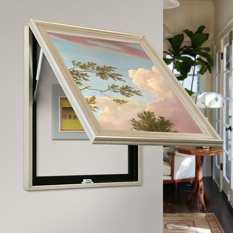 现代法式奶油风复古电表箱装饰画客厅中古风竖版电源盒配电箱挂画