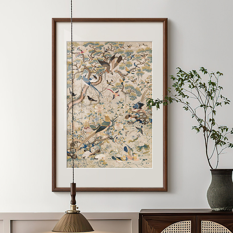 沙漠玫瑰鸟》法式中国风东方美学装饰画 画新中式客厅玄关饭厅卧