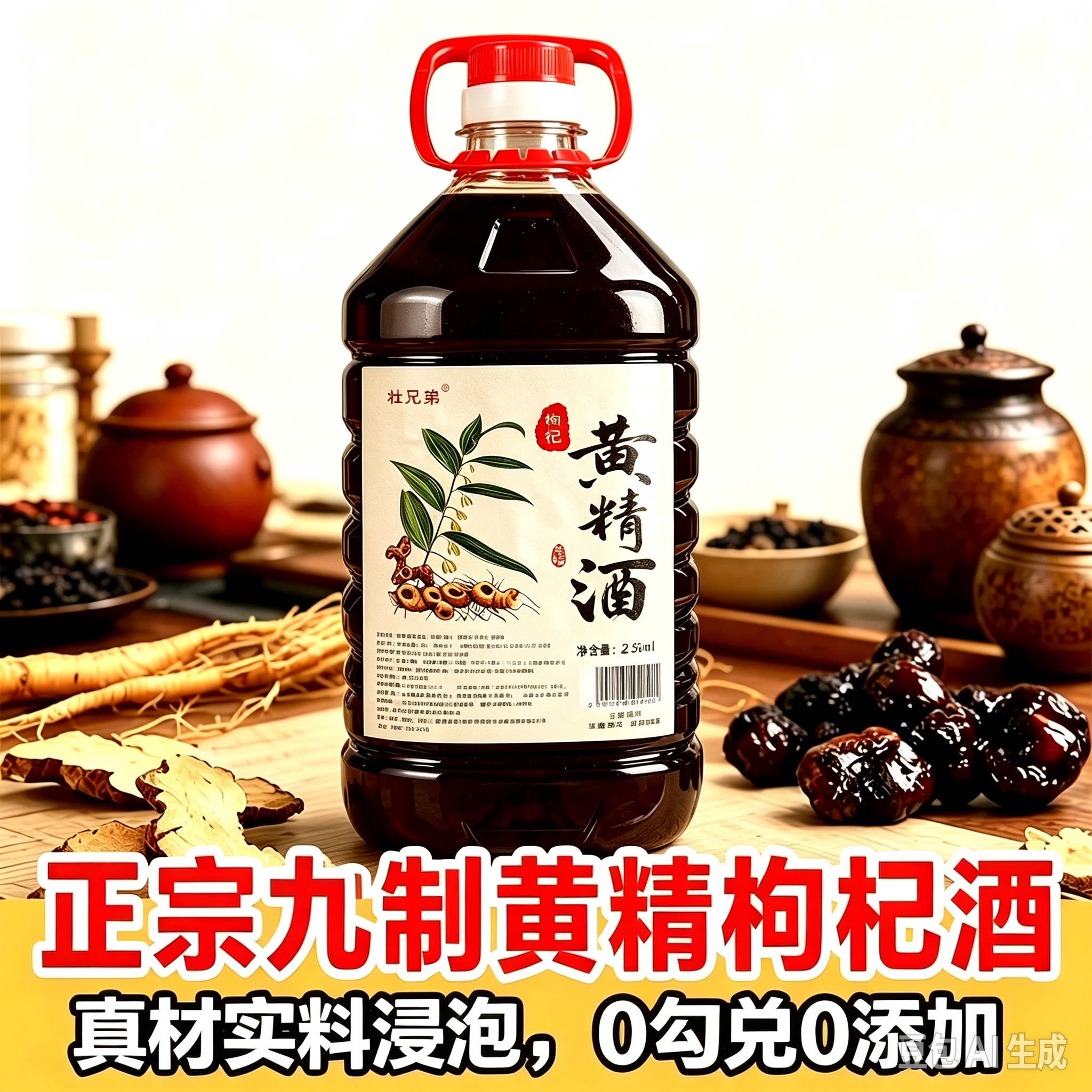 正宗九蒸九晒精品黄精枸杞酒五斤42度低度男人配制养生药酒泡酒