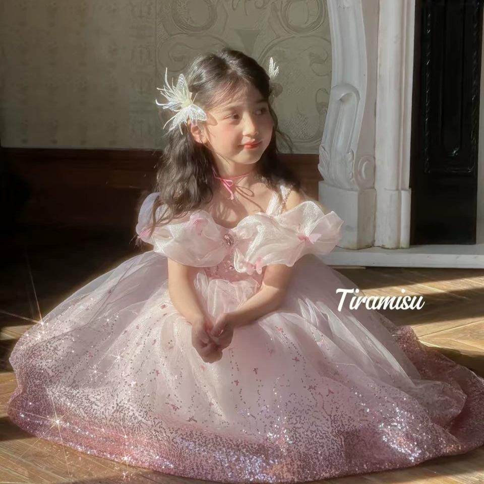 女童连衣裙夏款儿童生日礼服裙小女孩六一洋气公主裙女宝蓬蓬纱裙