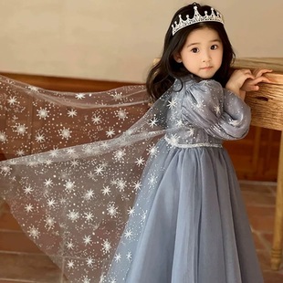 爱沙公主女童裙25春秋款 网纱裙生日连衣裙 儿童万圣节演出服泡泡袖