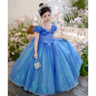女童礼服公主裙2026年儿童主持人钢琴演奏演出服灰姑娘生日连衣裙