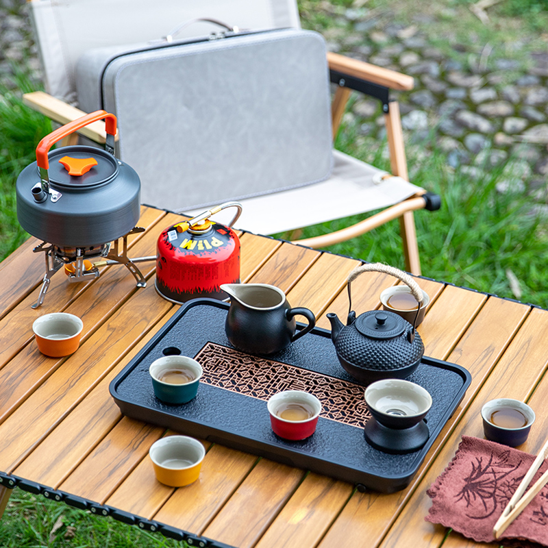 户外旅行茶具套装泡茶装备带烧水炉便携式车载露营煮茶炉全套收纳