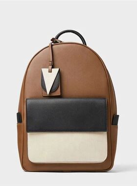 新款男包三色拼接双肩包潮牌学院风书包大容量商务旅行电脑背包男