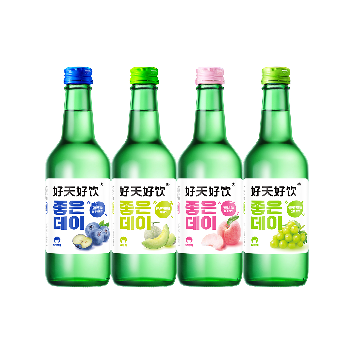韩国进口好天好饮烧酒水果味女生低度酒水清酒果酒利口酒4瓶装