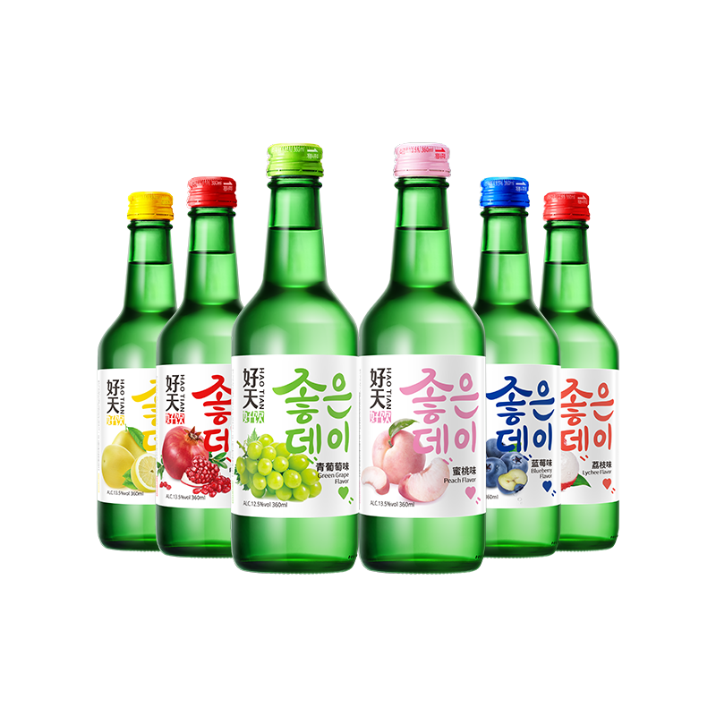 韩国进口好天好饮果味烧酒非清酒13.5度女士微醺低度配制酒6瓶装