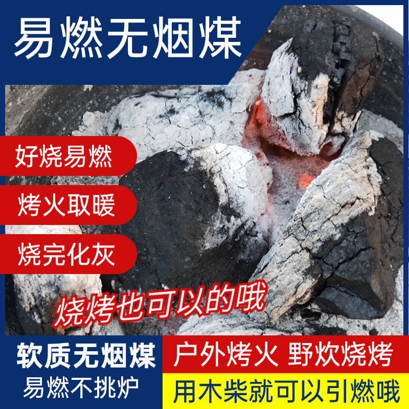 易燃无烟煤软质无烟煤炭块家用取暖户外烤火野炊烧烤耐烧无烟炭