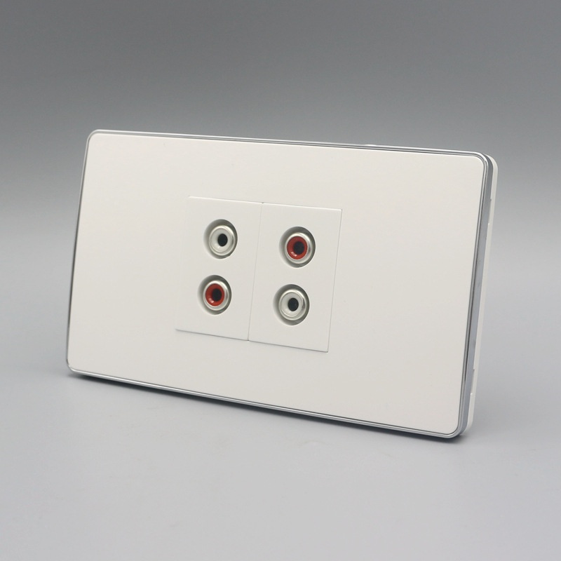 银边120型AV音频面板 红白双孔莲花音频插座多媒体AV音频莲花母座