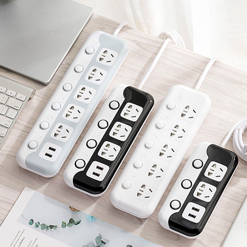 分控插排独立开关USB充电插座排插拖插接线板多功能家用电源插板