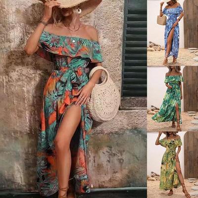 One collar ruffle edge lace up waist cinching dress for