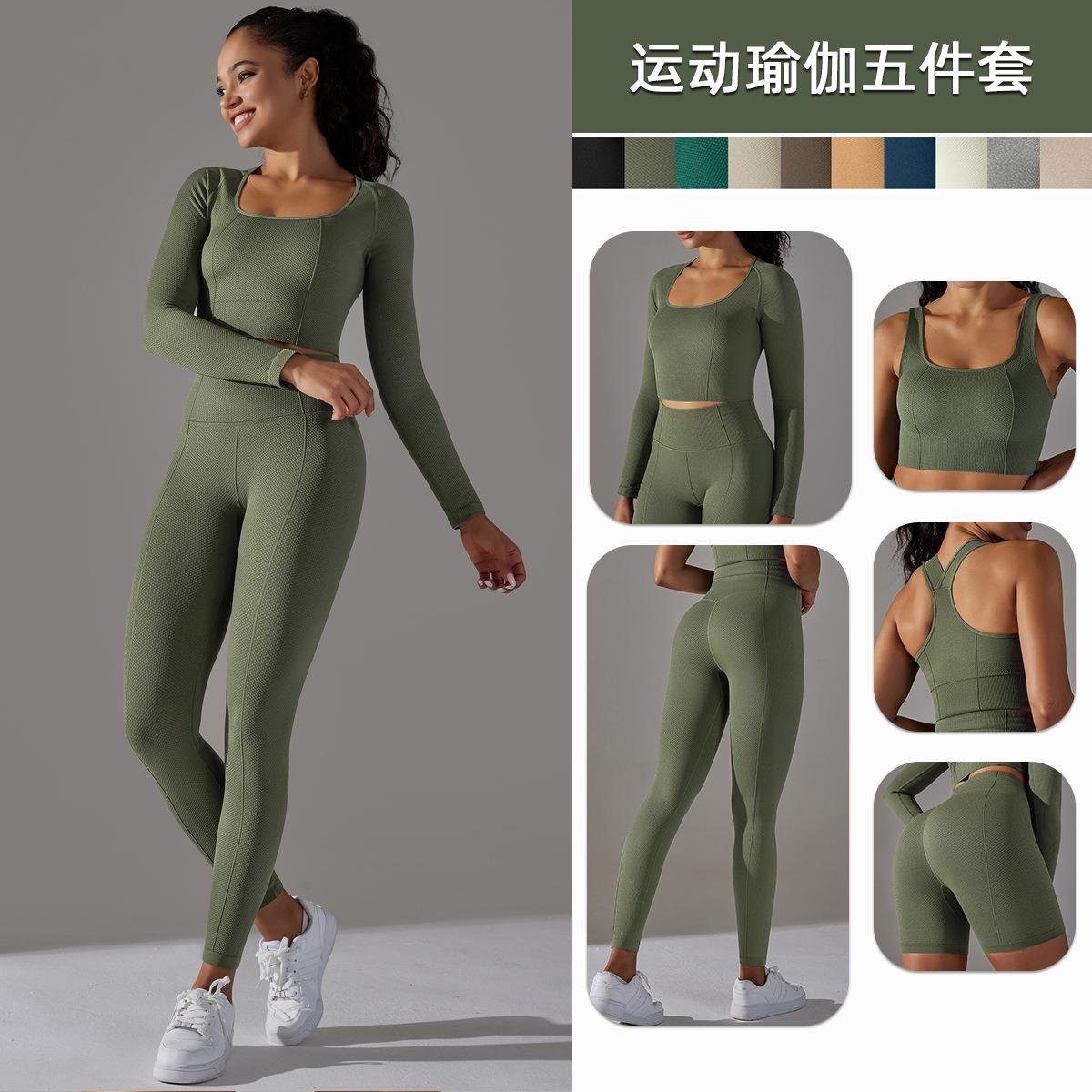 Knitted Golf Dots High Waist Tight Yoga Pants Running Set