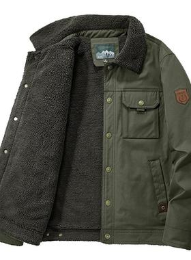 Cotton jacket men's thick coat with cotton collar and