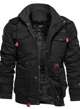 Men's detachable hooded thick jacket with a medium length