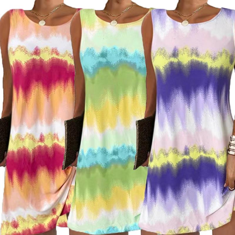 Edge printed gradient sleeveless zipper pullover vest