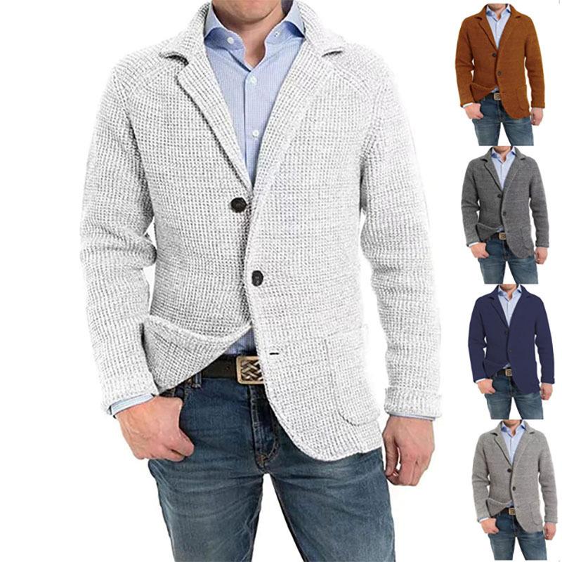 Men's knitted cardigan sweater men's long sleeved pocket