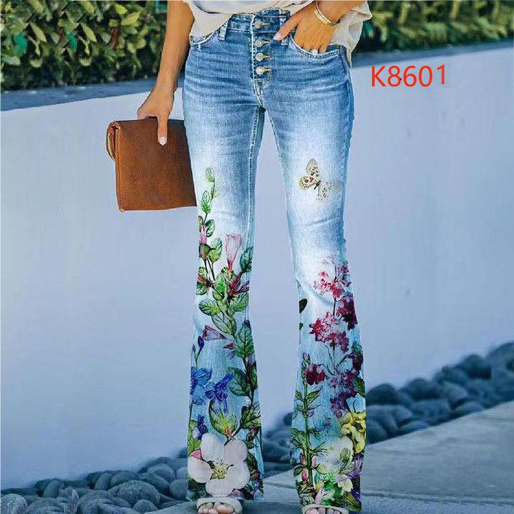 Slim and slightly flared imitation denim pants slim