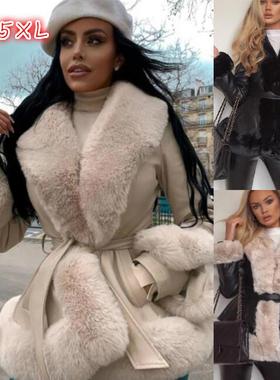 Women's clothing imitates rabbit fur and fur, with a waist