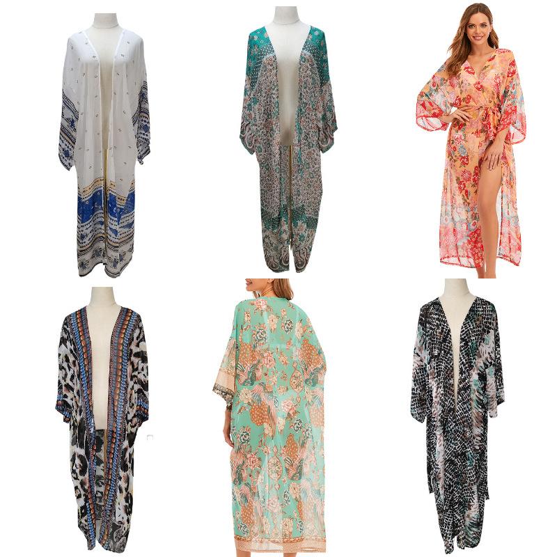 Beach Hoodie Printed Cardigan Beach Skirt Bikini Sunscreen